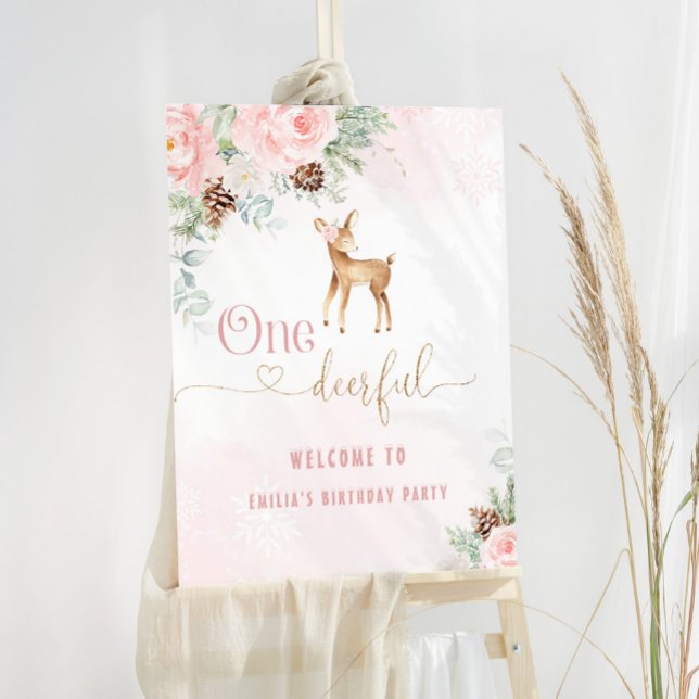 Winter One-deer-ful deer blush birthday welcome Foam Board (Creator Uploaded)
