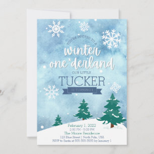 Winter One-derland 1st Birthday Party Invitation