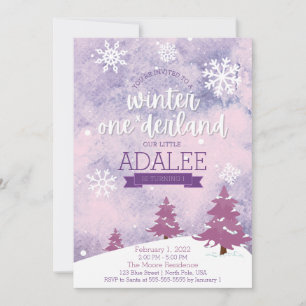 Winter One-derland 1st Birthday Party Invitation