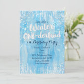 Winter ONE-derland 1st Birthday Party Invitations (Standing Front)