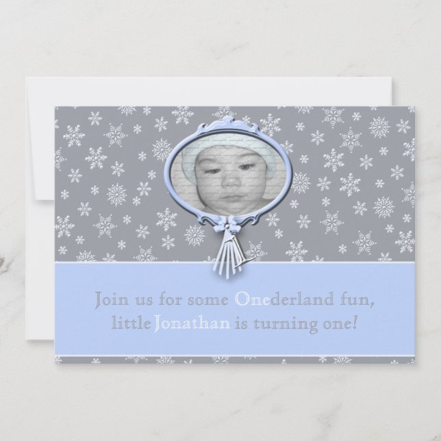 Winter One-derland Boy 1st Birthday Invitation (Front)