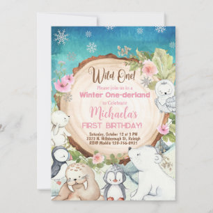Winter One-derland girl 1st birthday invitation. Invitation