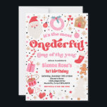 Winter ONEderful Pink Christmas Birthday Party Invitation<br><div class="desc">Winter ONEderful Pink Christmas Birthday Party Invitation</div>