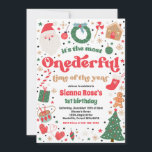 Winter ONEderful Red Christmas Birthday Party Invitation<br><div class="desc">Winter ONEderful Red Christmas Birthday Party Invitation</div>