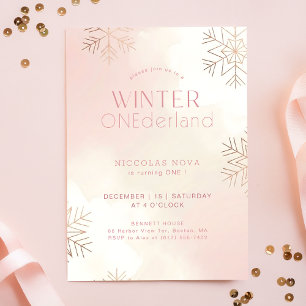 Winter ONEderful Watercolor Girl First Birthday Invitation