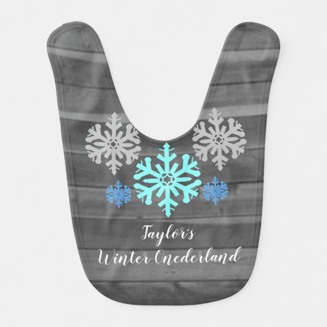 Winter Onederland 1st Birthday Baby Bib (Front)