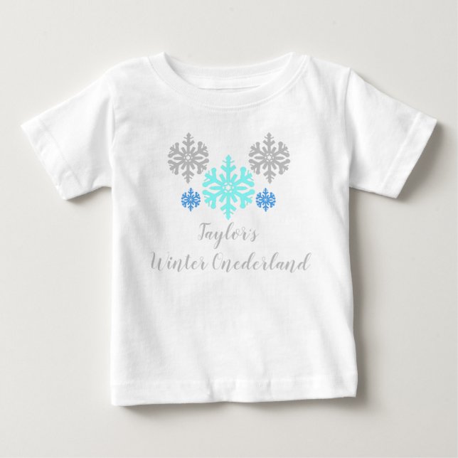 Winter Onederland 1st Birthday Baby T-Shirt (Front)