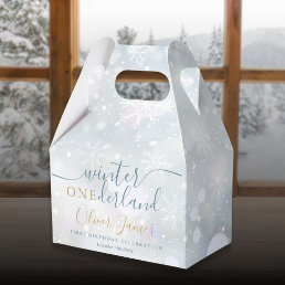 Winter Onederland 1st Birthday Blue And Gold Favor Boxes