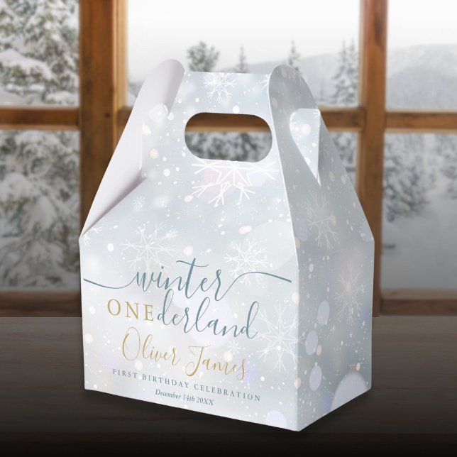 Winter Onederland 1st Birthday Blue And Gold Favor Boxes (Winter Onederland 1st Birthday Blue And Gold Favor Boxes)