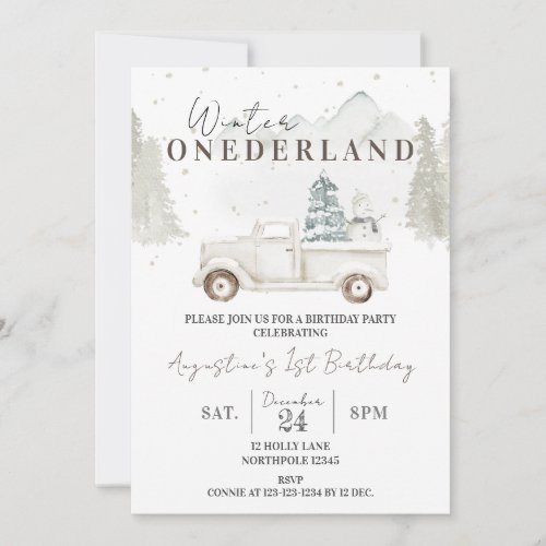 Winter ONEderland 1st Birthday Boy First Birthday Invitation