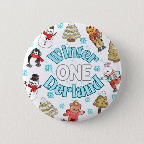 Winter onederland 1st birthday  button