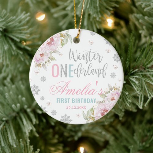 Winter ONEderland 1st Birthday Christmas Tree Ceramic Ornament