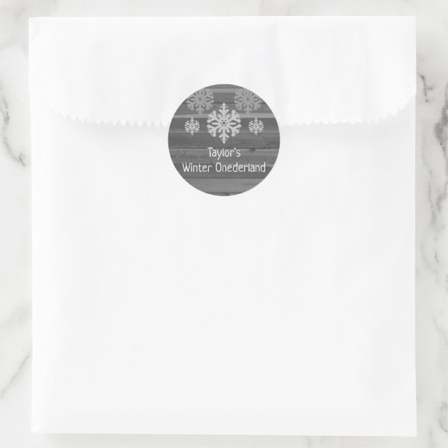 Winter Onederland 1st Birthday Classic Round Sticker (Bag)