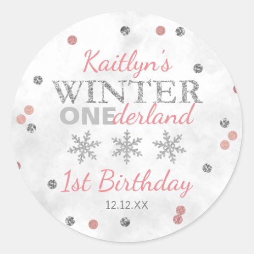 Winter ONEderland 1st Birthday Classic Round Sticker