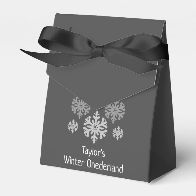 Winter Onederland 1st Birthday Favor Boxes (Front Side)