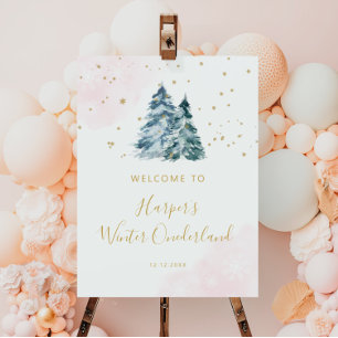 Winter Onederland 1st Birthday Girl Welcome Foam Board