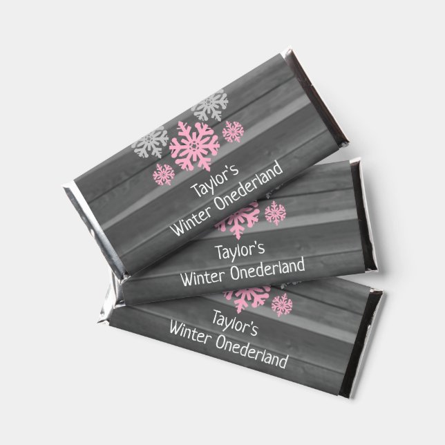 Winter Onederland 1st Birthday Hershey Bar Favors (Front)