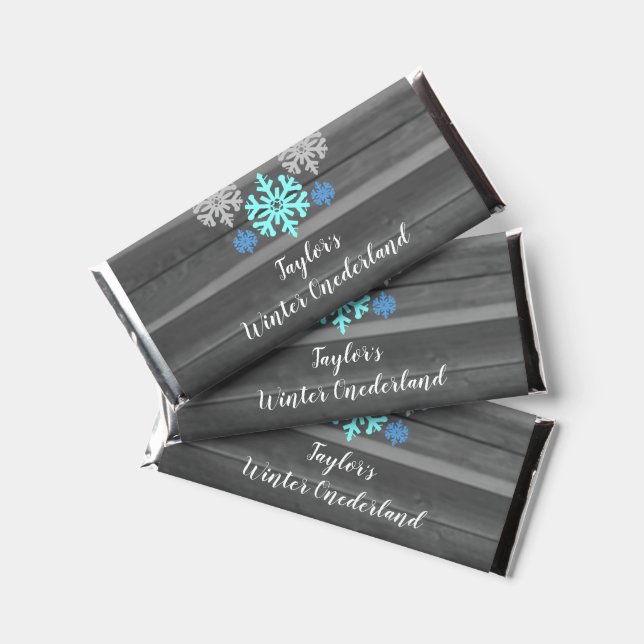 Winter Onederland 1st Birthday Hershey Bar Favors (Front)