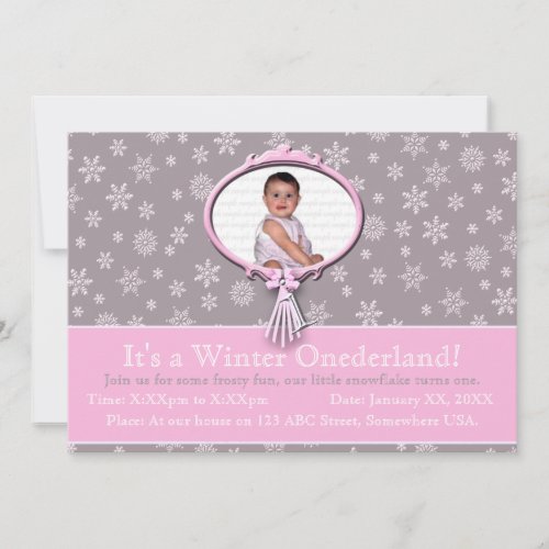 Winter Onederland 1st Birthday Snowflakes Invitations