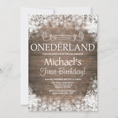 Winter Onederland 1st Birthday Invitation