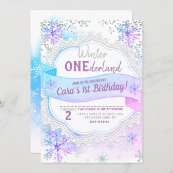 Winter Onederland 1st Birthday Invitation by ThreeFoursDesign at Zazzle