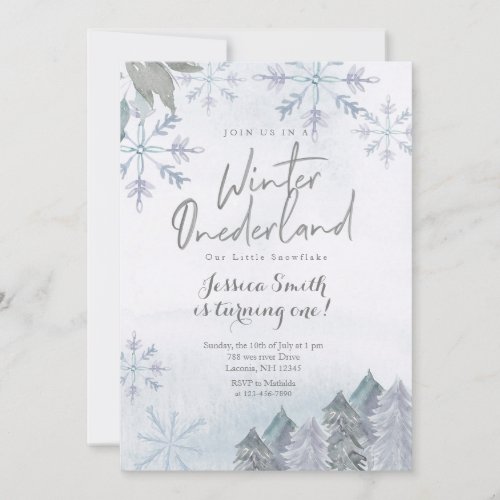Winter Onederland 1st birthday invitation