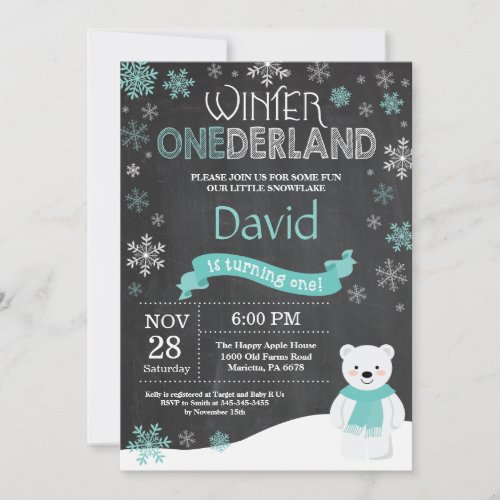 Winter Onederland 1st Birthday Invitation