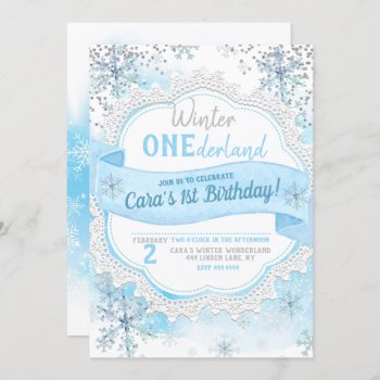 Winter Onederland 1st Birthday Invitation by ThreeFoursDesign at Zazzle
