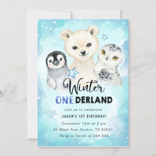 Winter Onederland 1st Birthday Invitation