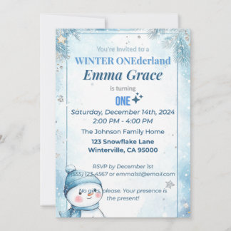 Winter ONEderland 1st Birthday Invitation
