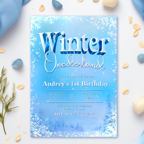 Winter Onederland _ 1st Birthday Invitation