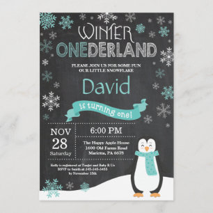 Winter Onederland 1st Birthday Invitation