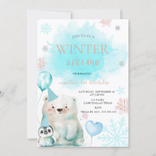 Winter Onederland 1st Birthday Invitation