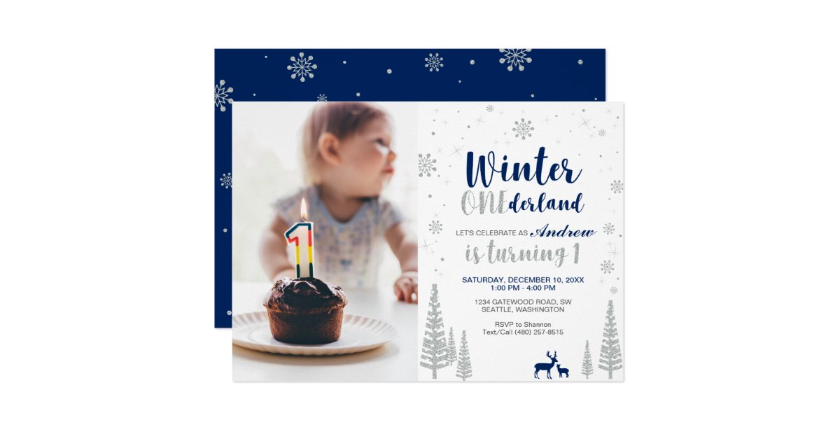 Winter Onederland 1st Birthday Invitation Boy Zazzle Com