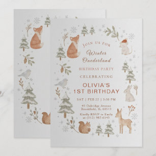 Winter ONEderland 1st Birthday Invitation Editable