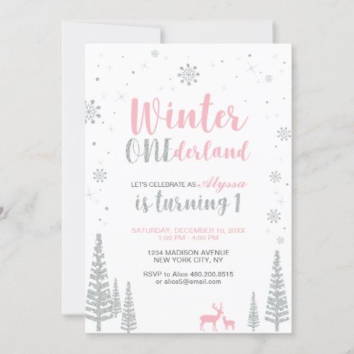 Winter Onederland 1st Birthday Invitation _ Girl