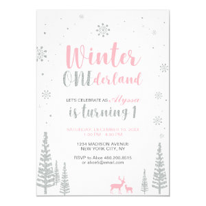 Winter Onederland 1st Birthday Invitation - Girl