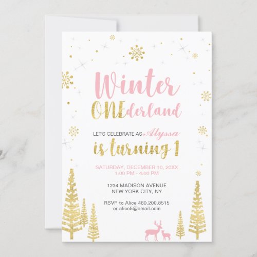 Winter Onederland 1st Birthday Invitation _ Girl