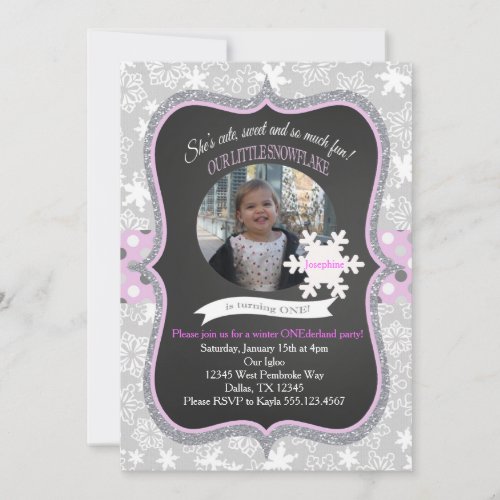 Winter ONEderland 1st Birthday Invitation Girl