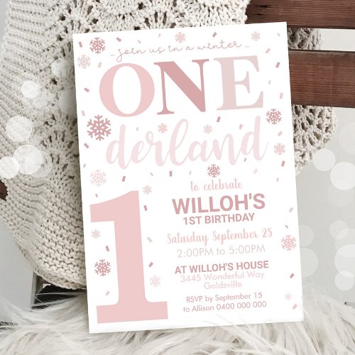 Winter Onederland 1st Birthday Invitation Girl