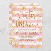 Winter ONEderland 1st Birthday Invitation Pink (Front/Back)