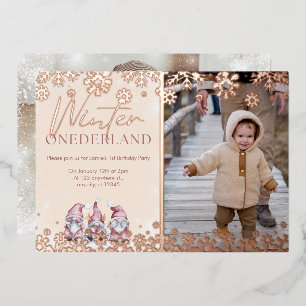 Winter ONEderland 1st birthday invitations girl