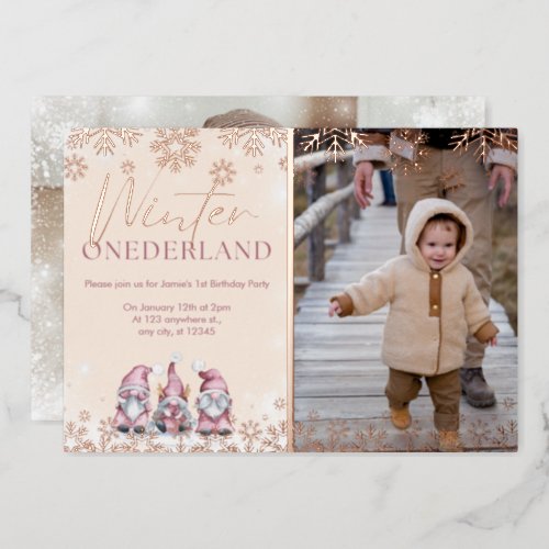 Winter ONEderland 1st birthday invitations girl
