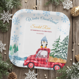 winter onederland 1st birthday invitations paper plates