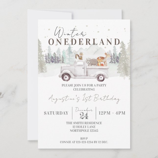 Winter ONEderland 1st Birthday, Kid First Birthday Invitation (Front)