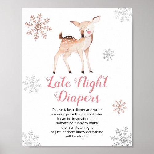 Winter Onederland 1st Birthday Late Night Diapers Poster