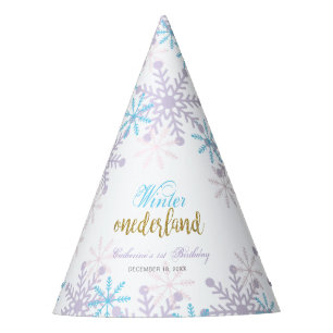 Winter Onederland 1st Birthday Lavender Blue Snow Party Hat