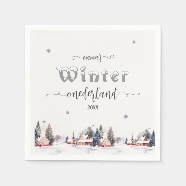 Winter onederland 1st birthday napkins (Front)