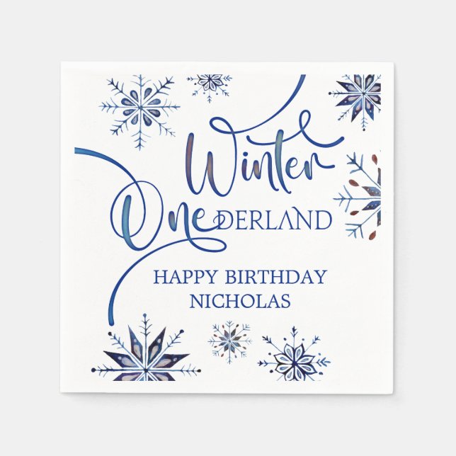 Winter Onederland 1st Birthday Napkins (Front)