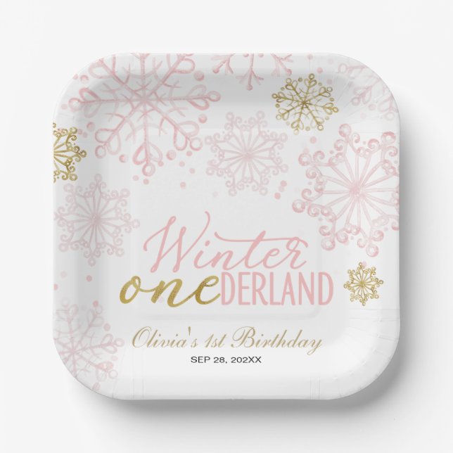 Winter Onederland 1st Birthday  Paper Plates (Front)